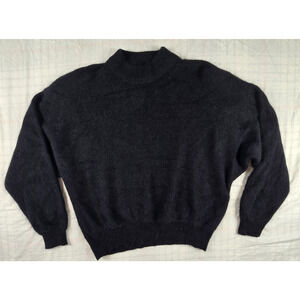 Vintage Rafaella Angora Lambswool Mock Neck Black Sweater Quiet Luxury Womens 2X